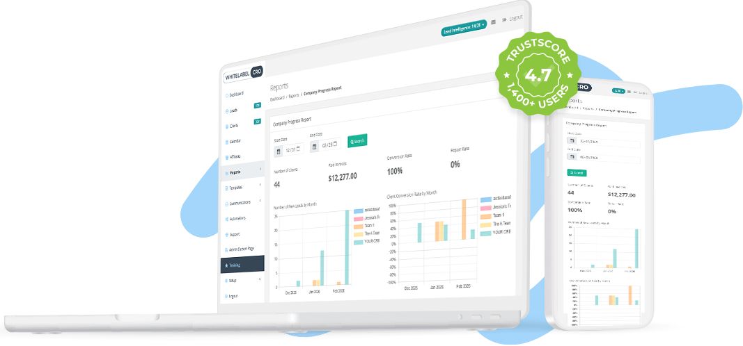WhiteLabelCRO credit repair software on desktop and mobile